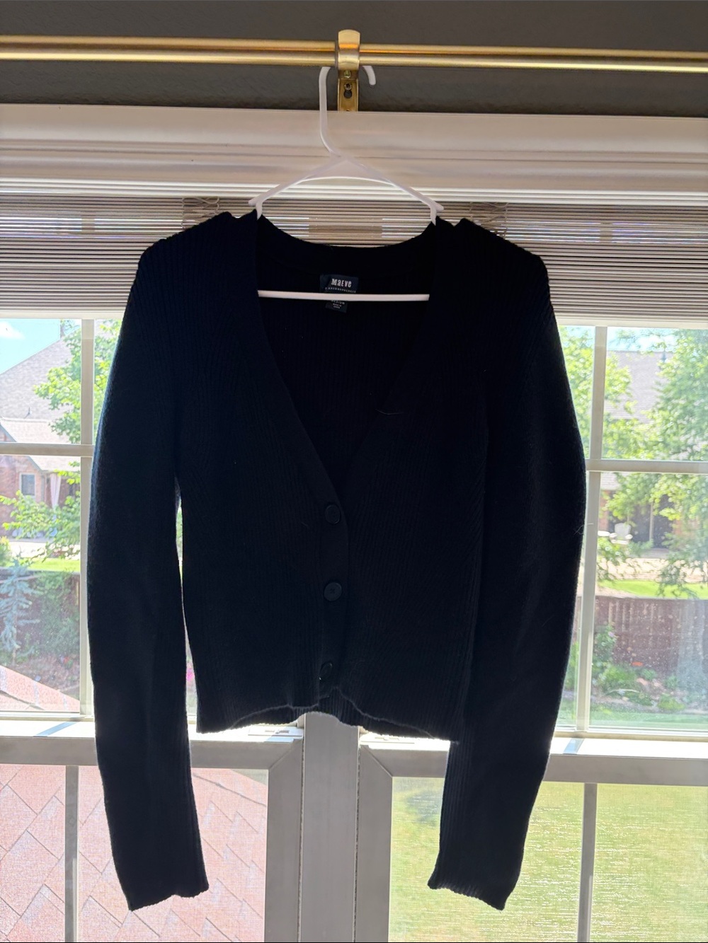 Anthropology Black Button-Front V-Neck Women's Cardigan Sweater